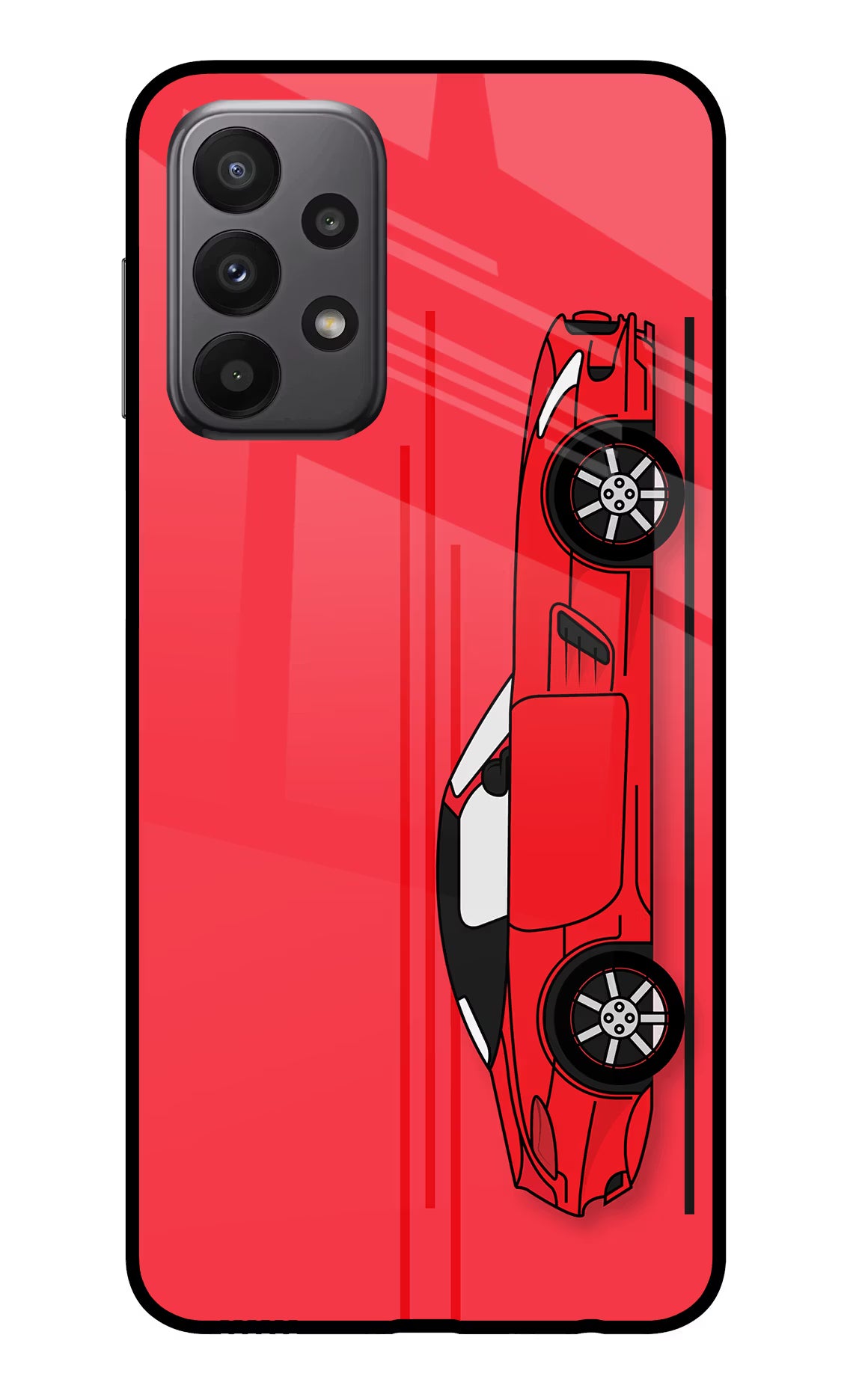 Red Velocity Samsung A23 Glass Case Back Cover by Casekaro