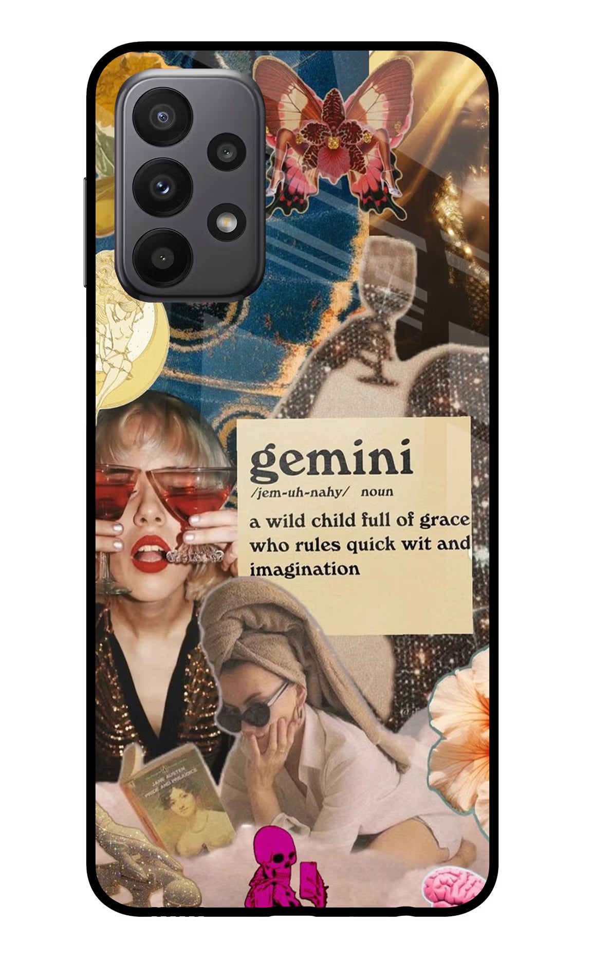 Gemini Zodiac Samsung A23 Glass Case Back Cover by Casekaro