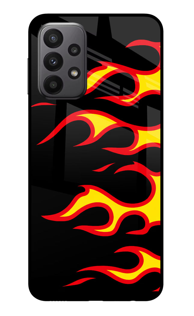 Side Sweep Flames Samsung A23 Glass Case