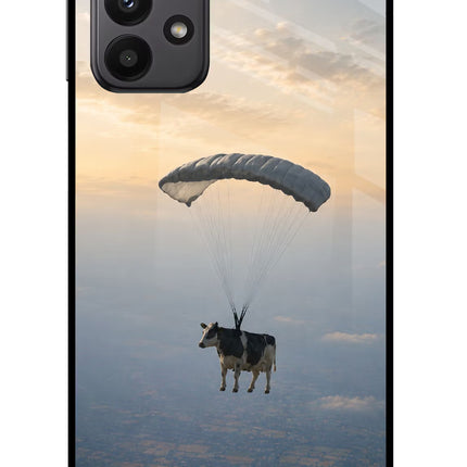 Skydiving Cow Samsung A23 Glass Case