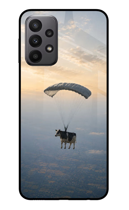 Skydiving Cow Samsung A23 Glass Case