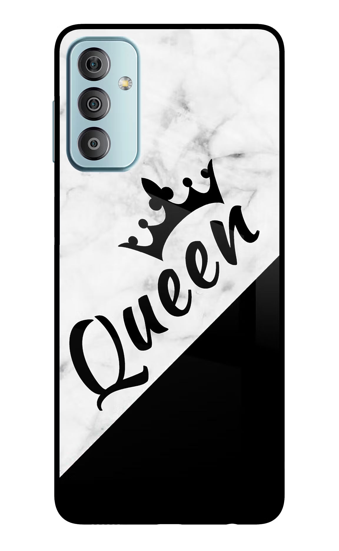 Queen Samsung F23 5G Glass Case Back Cover by Casekaro