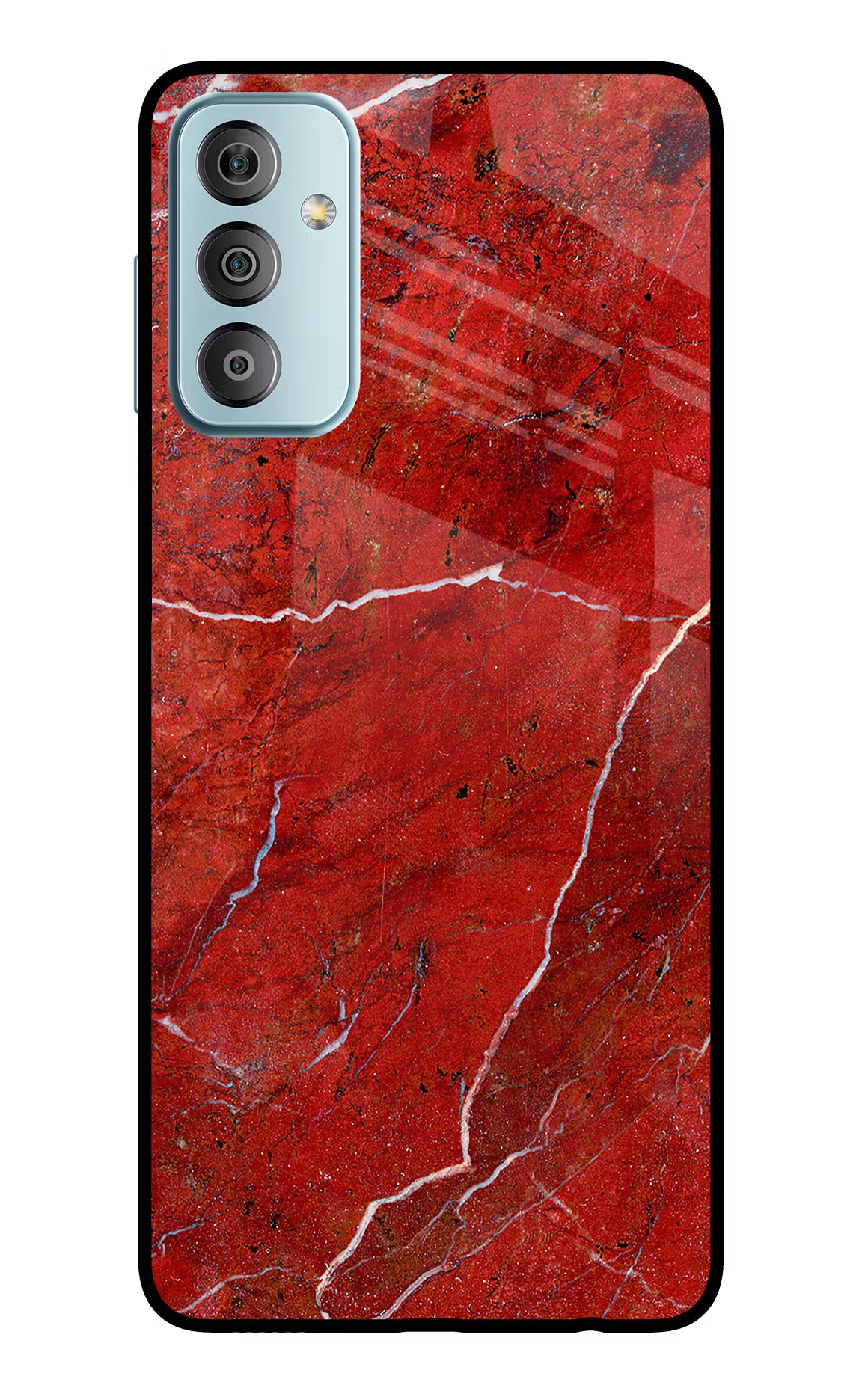 Red Marble Design Samsung F23 5G Glass Case Back Cover by Casekaro