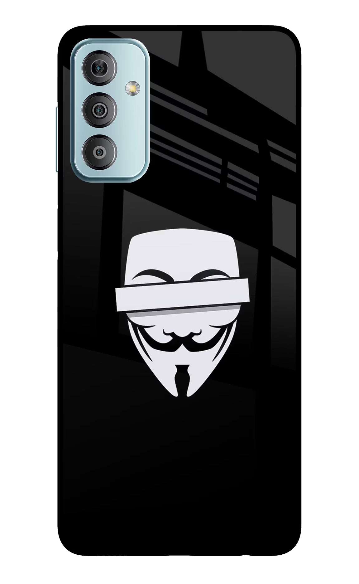 Anonymous Face Samsung F23 5G Glass Case Back Cover by Casekaro
