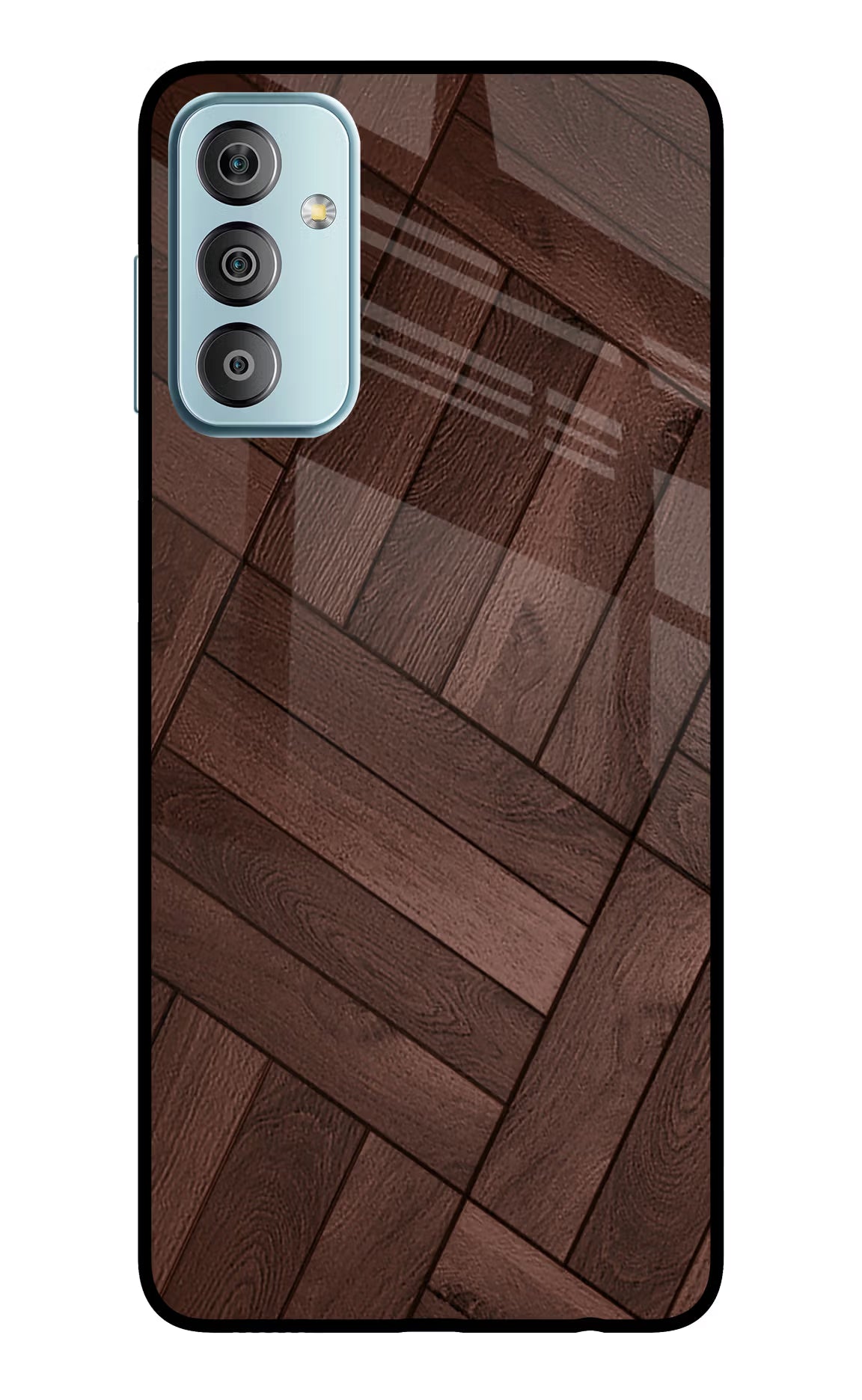 Wooden Texture Design Samsung F23 5G Glass Case Back Cover by Casekaro