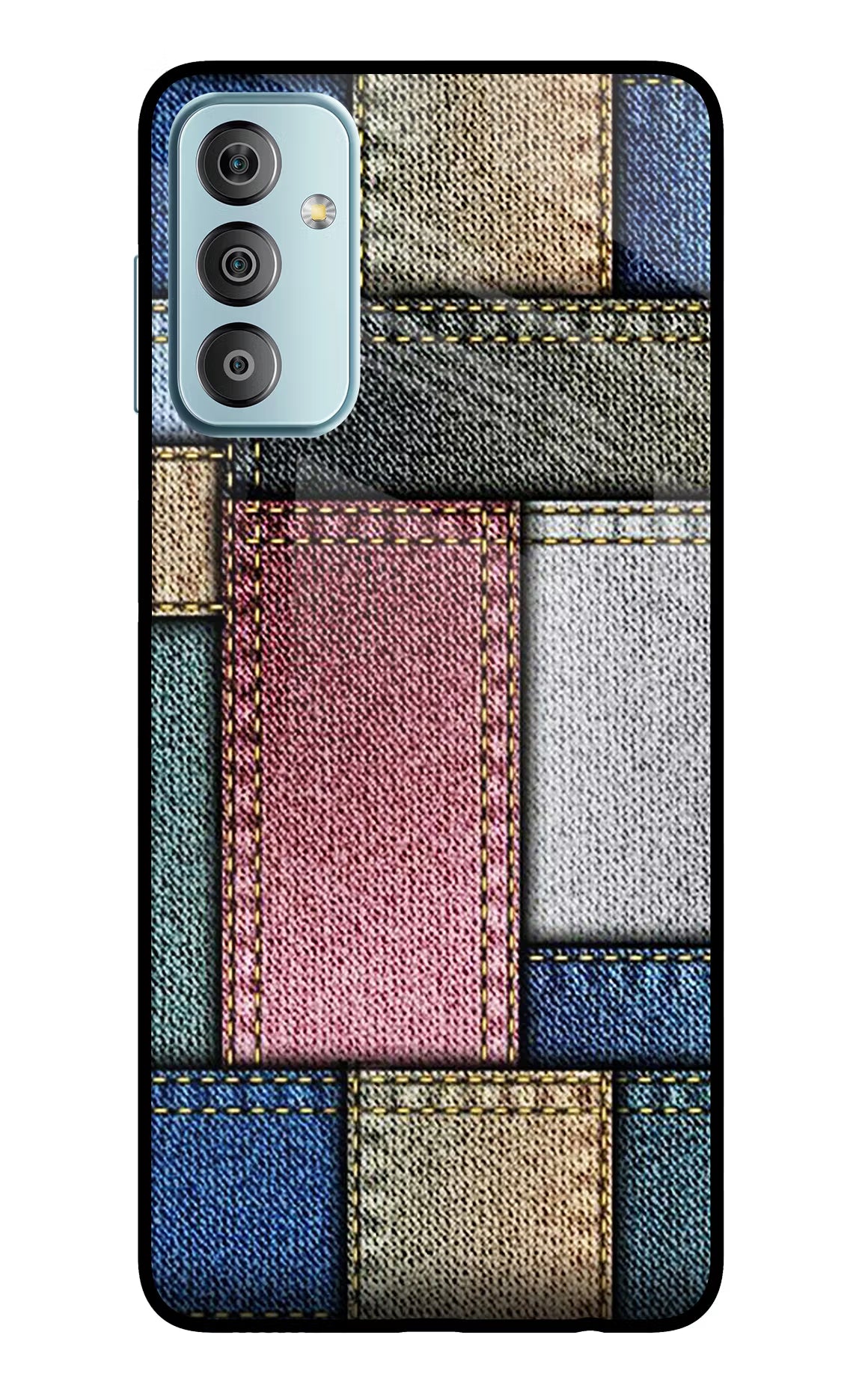 Multicolor Jeans Samsung F23 5G Glass Case Back Cover by Casekaro