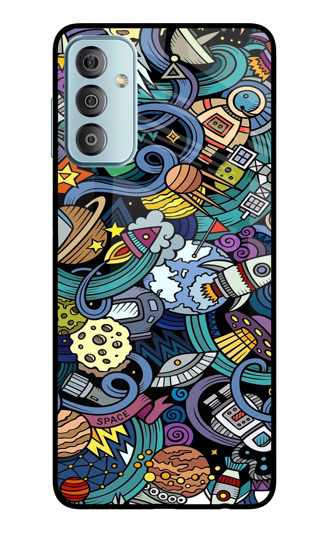 Space Abstract Samsung F23 5G Glass Case Back Cover by Casekaro