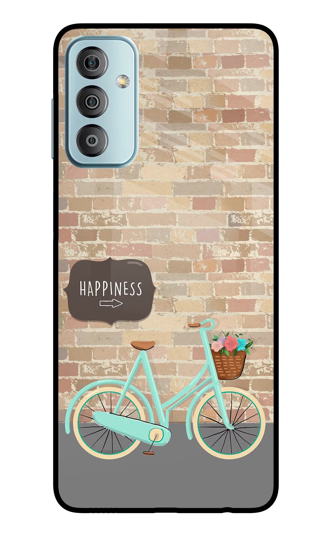 Happiness Artwork Samsung F23 5G Glass Case Back Cover by Casekaro