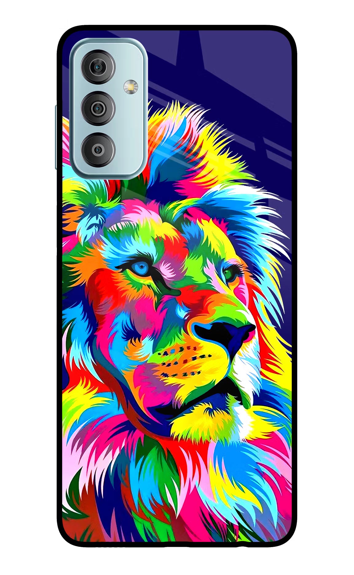 Vector Art Lion Samsung F23 5G Glass Case Back Cover by Casekaro