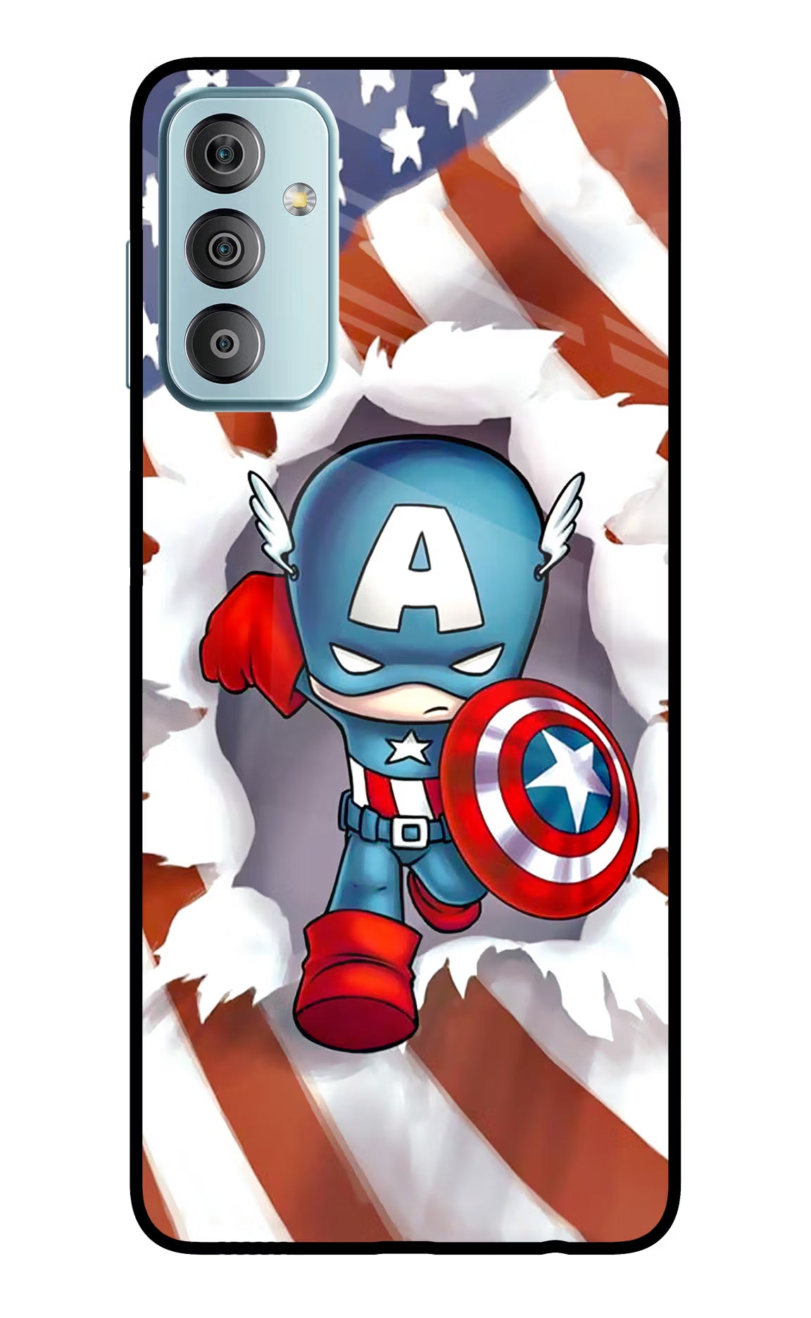 Captain America Samsung F23 5G Glass Case Back Cover by Casekaro