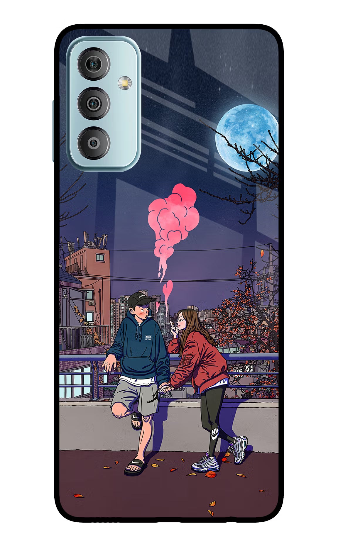 Chilling Couple Samsung F23 5G Glass Case Back Cover by Casekaro