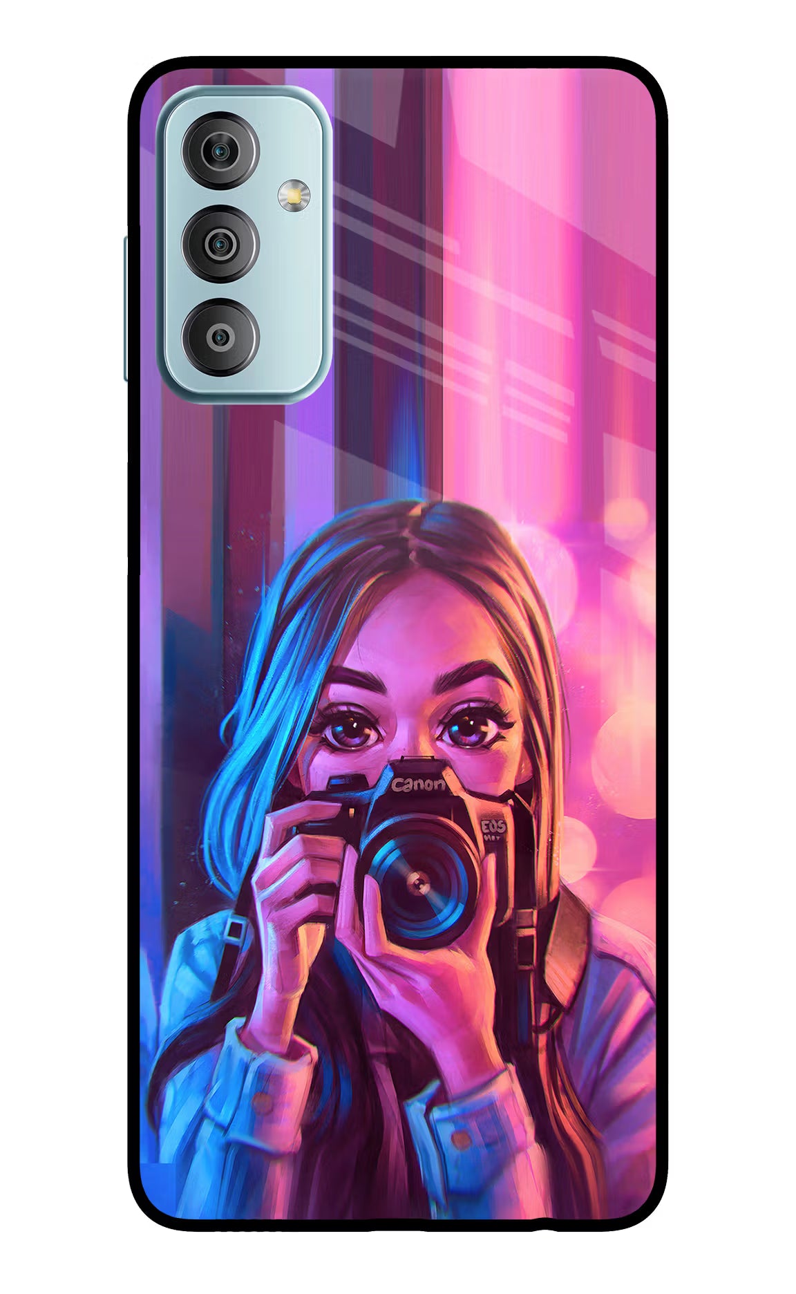Girl Photographer Samsung F23 5G Glass Case Back Cover by Casekaro