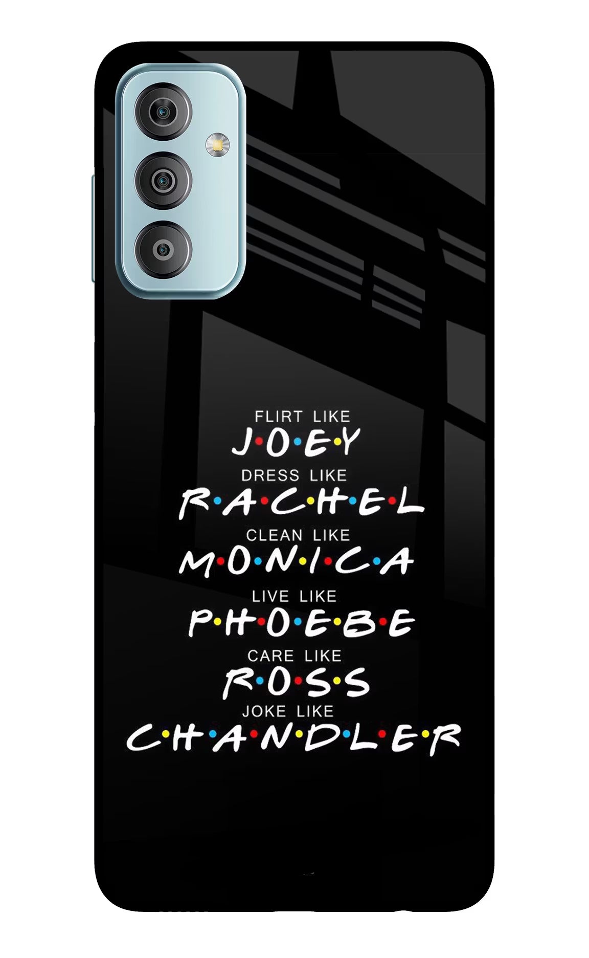 FRIENDS Character Samsung F23 5G Glass Case Back Cover by Casekaro