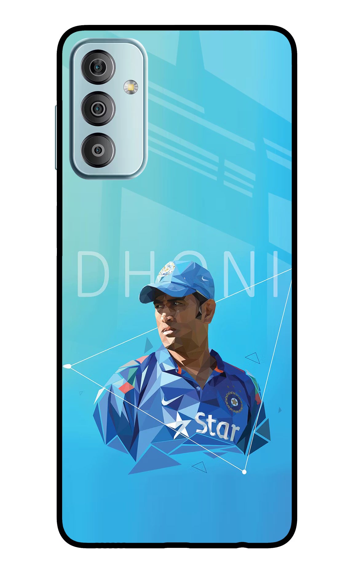 Dhoni Artwork Samsung F23 5G Glass Case Back Cover by Casekaro