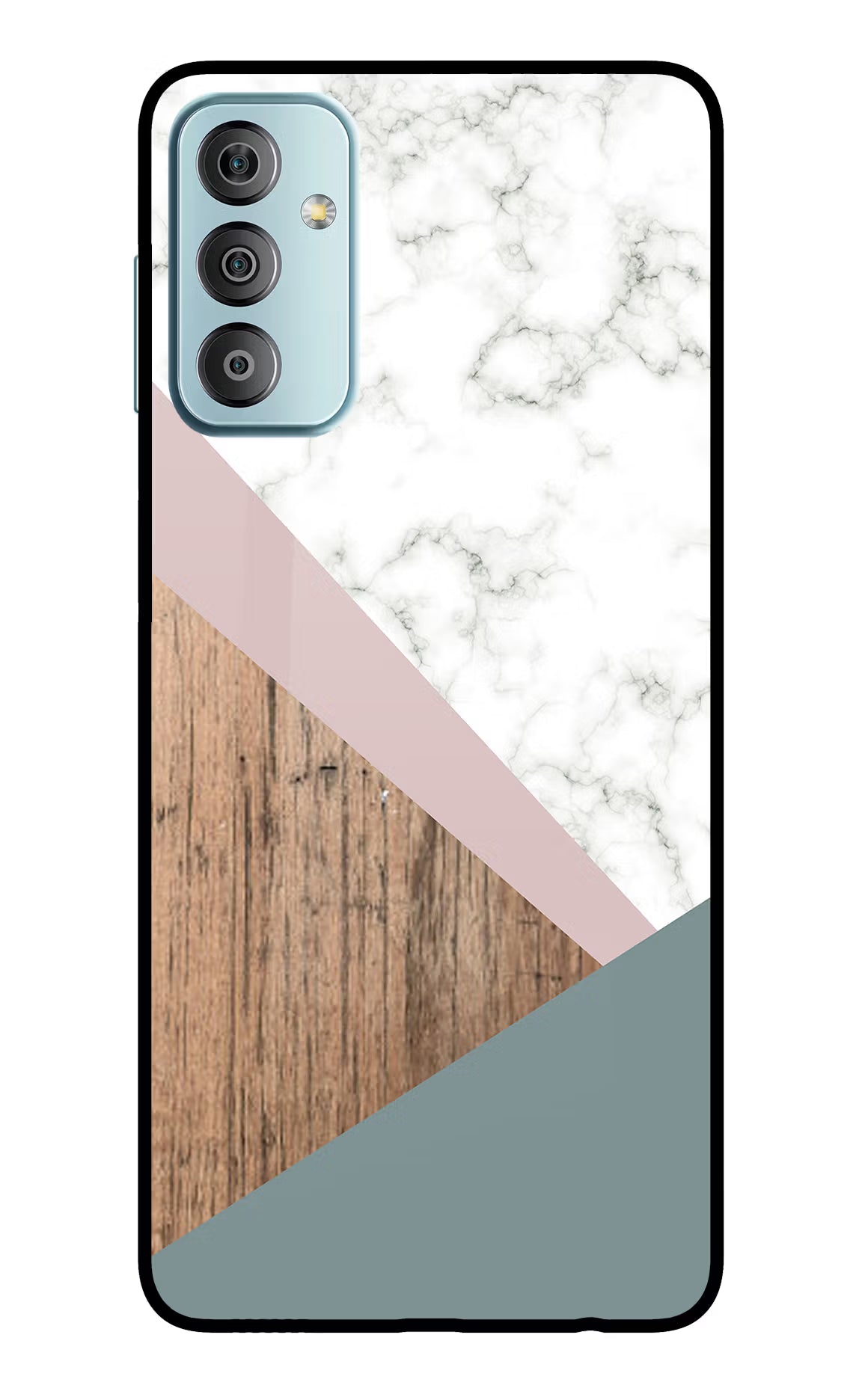 Marble wood Abstract Samsung F23 5G Glass Case Back Cover by Casekaro