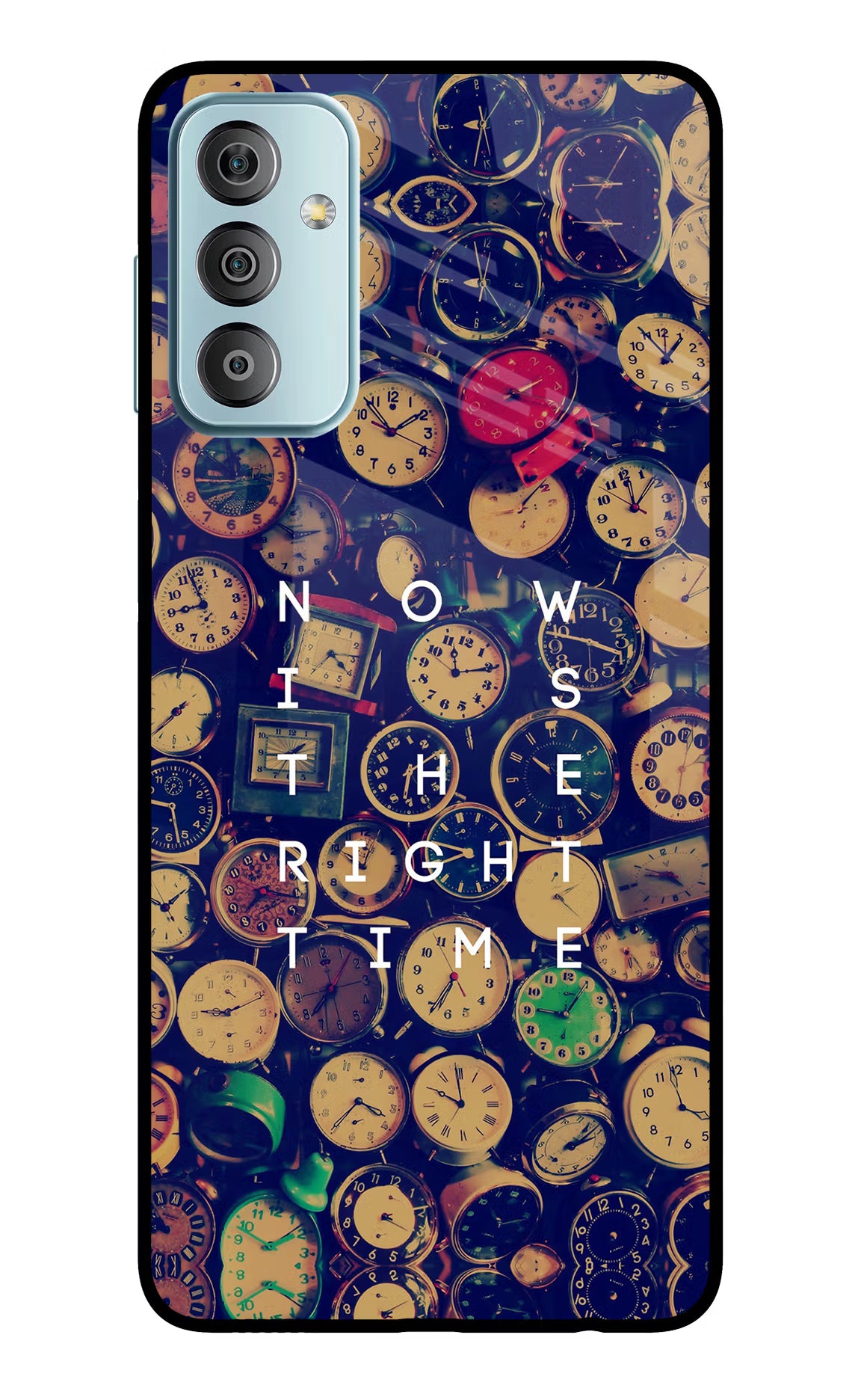 Now is the Right Time Quote Samsung F23 5G Glass Case Back Cover by Casekaro