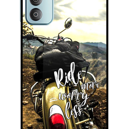 Ride More Worry Less Samsung F23 5G Glass Case