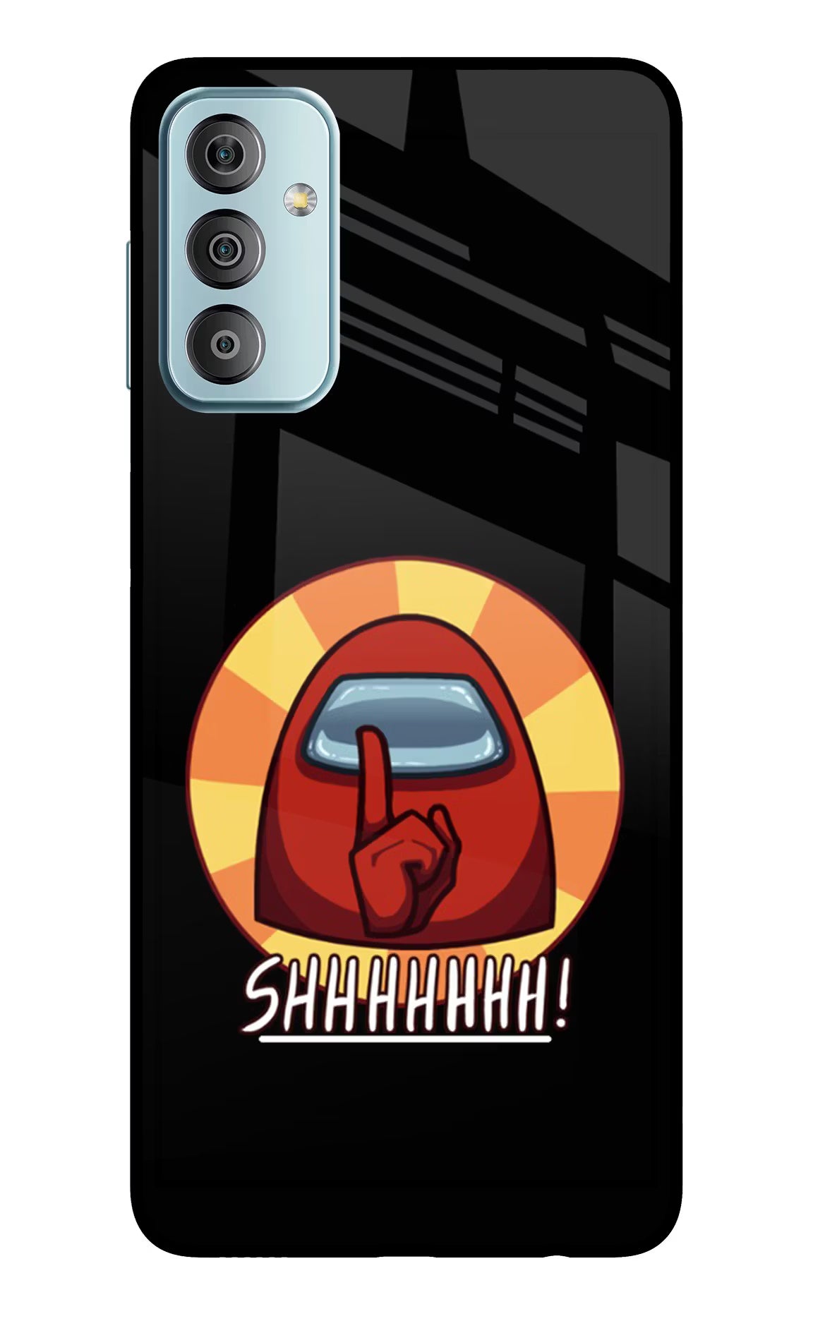 Among Us Shhh! Samsung F23 5G Glass Case Back Cover by Casekaro