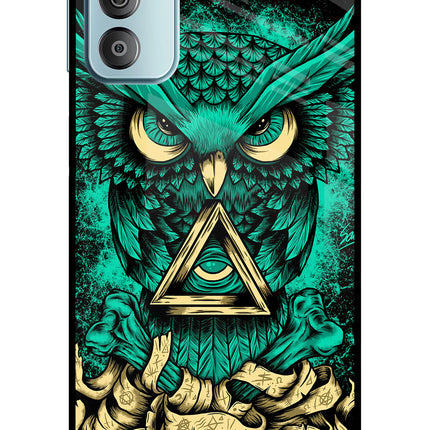 Green Owl Samsung F23 5G Glass Case Back Cover by Casekaro