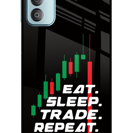 Eat Sleep Trade Repeat Samsung F23 5G Glass Case