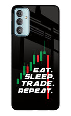 Eat Sleep Trade Repeat Samsung F23 5G Glass Case