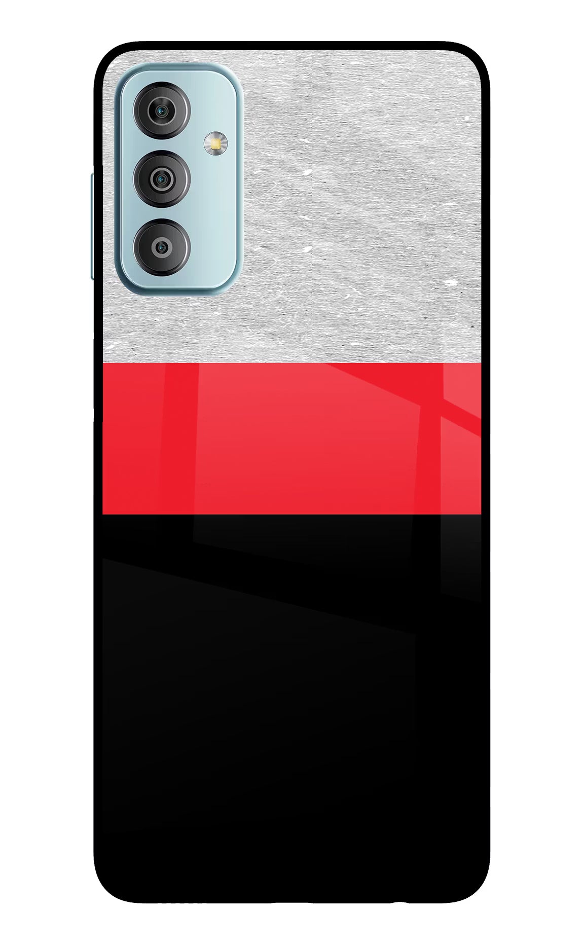 Tri Color Pattern Samsung F23 5G Glass Case Back Cover by Casekaro