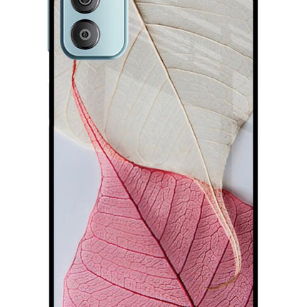 White Pink Leaf Samsung F23 5G Glass Case