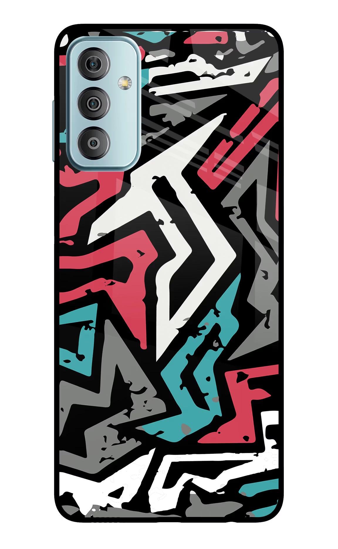 Geometric Graffiti Samsung F23 5G Glass Case Back Cover by Casekaro