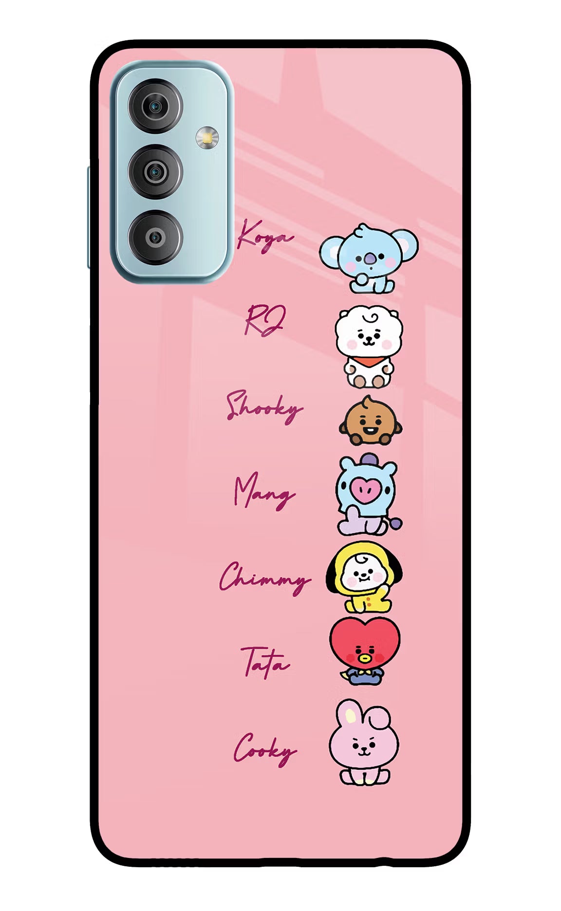 BTS names Samsung F23 5G Glass Case Back Cover by Casekaro