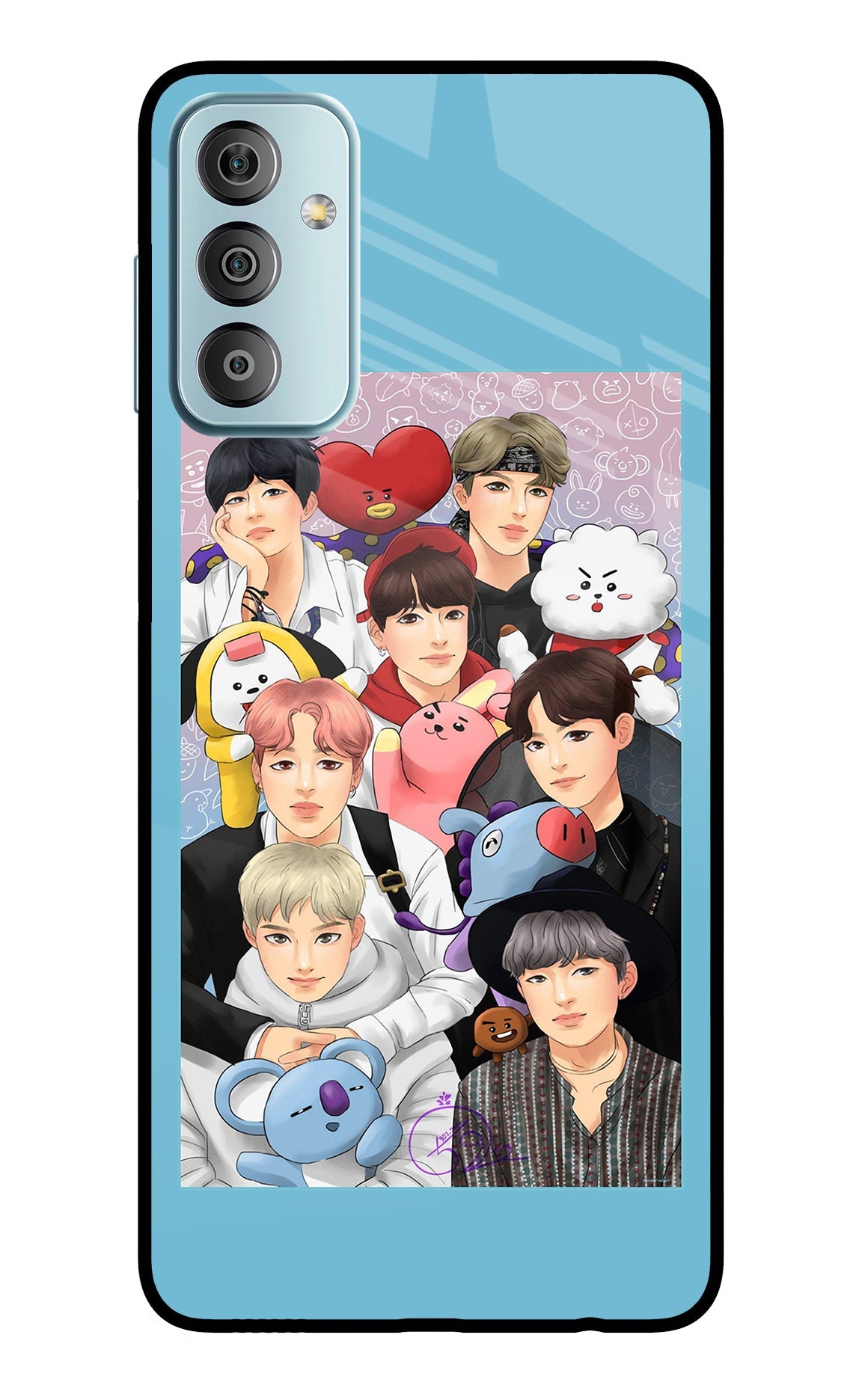 BTS with animals Samsung F23 5G Glass Case