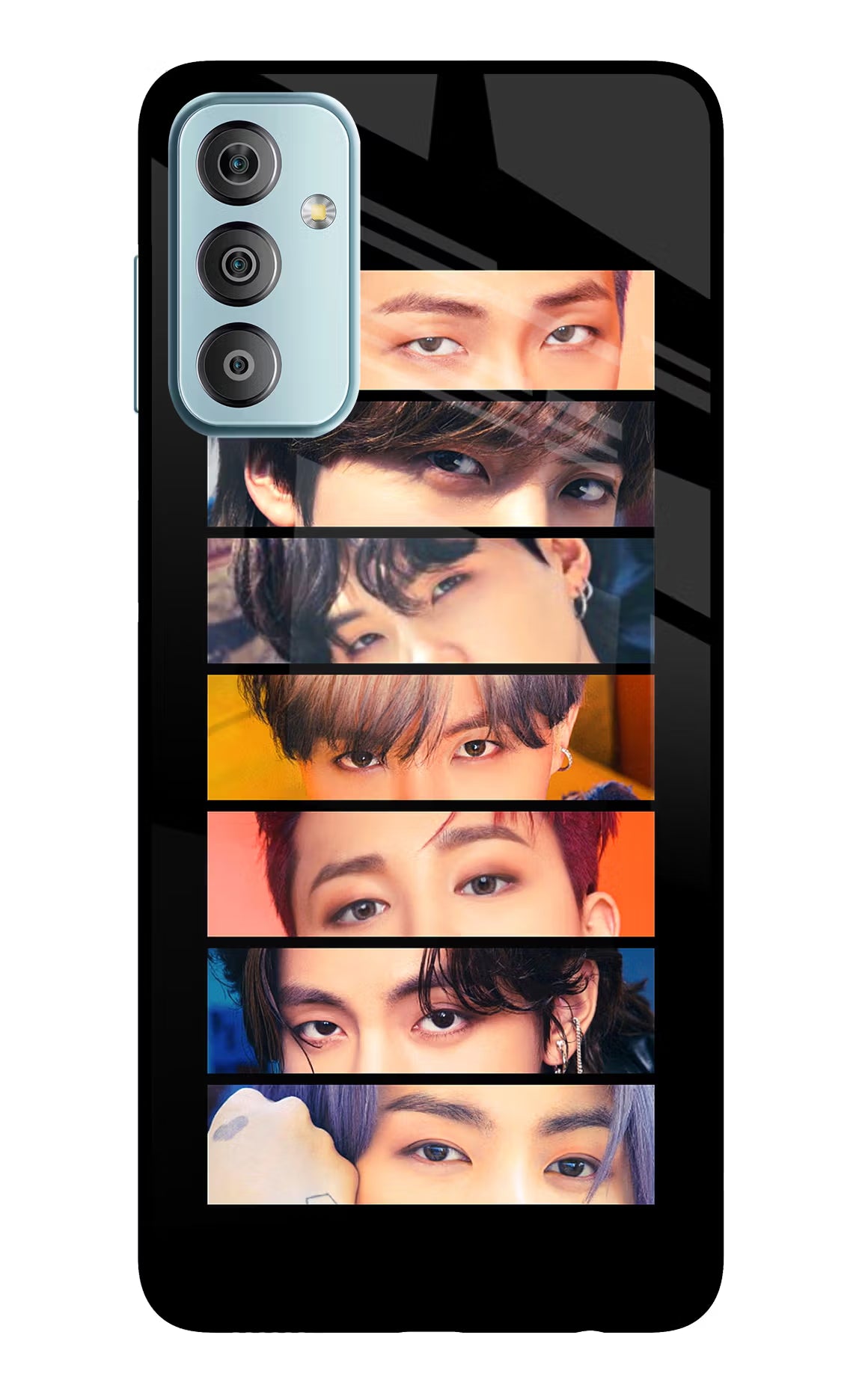 BTS Eyes Samsung F23 5G Glass Case Back Cover by Casekaro
