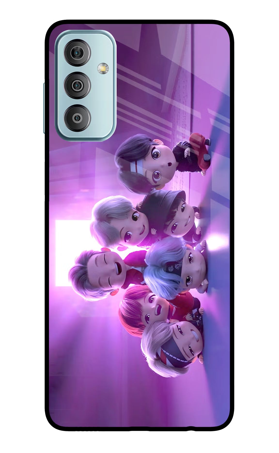 BTS Chibi Samsung F23 5G Glass Case Back Cover by Casekaro