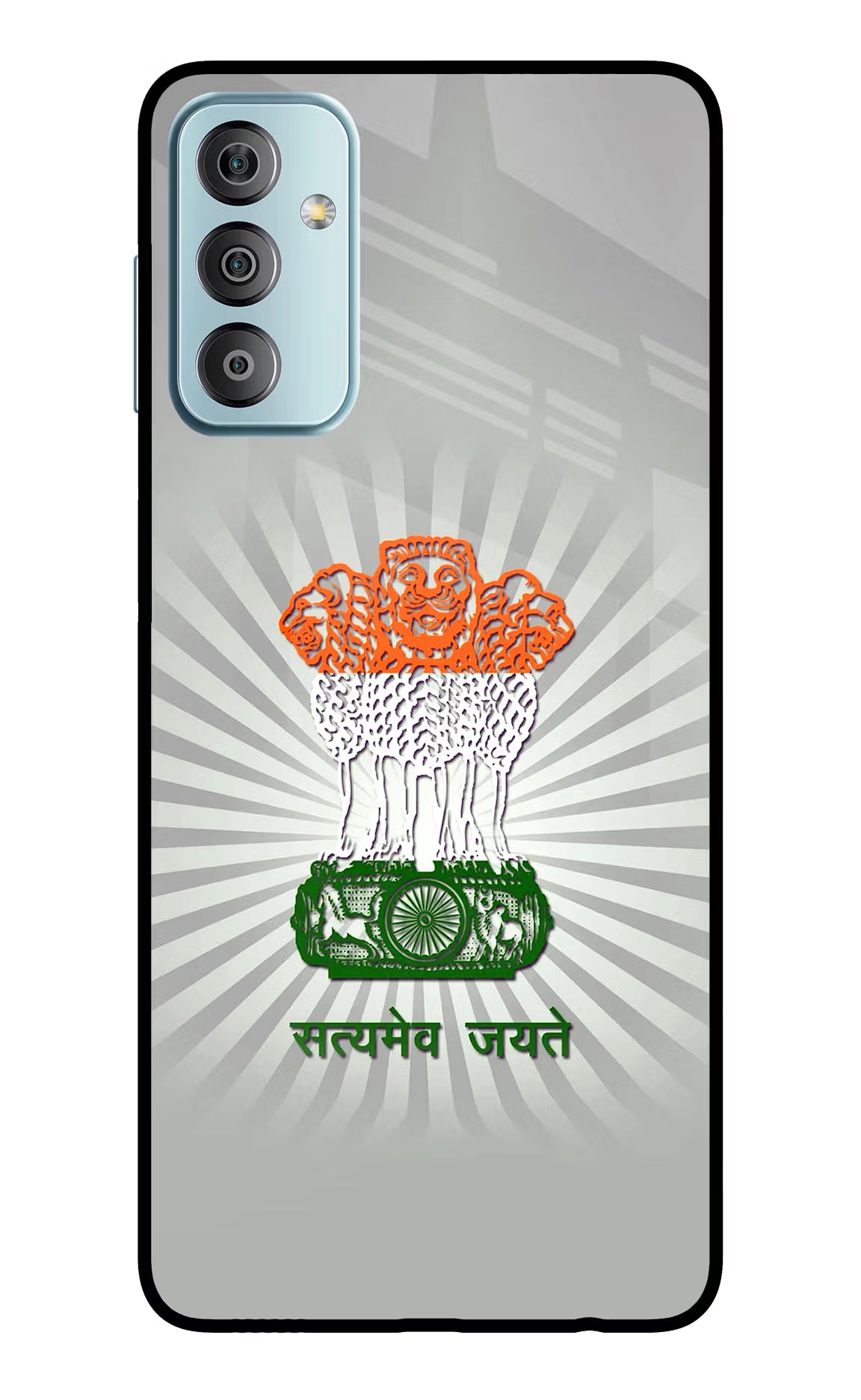 Satyamev Jayate Art Samsung F23 5G Glass Case Back Cover by Casekaro