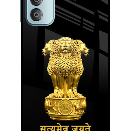 Satyamev Jayate Golden Samsung F23 5G Glass Case