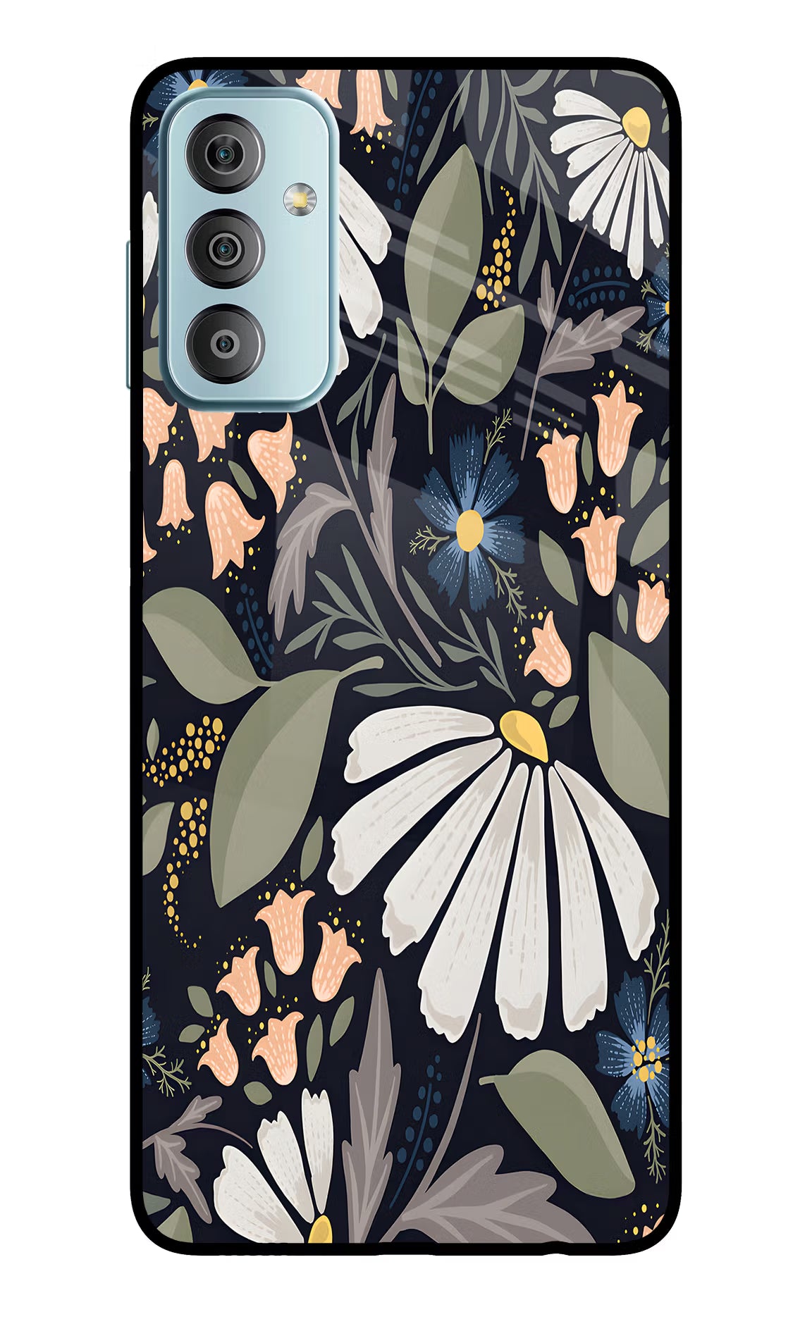 Flowers Art Samsung F23 5G Glass Case Back Cover by Casekaro