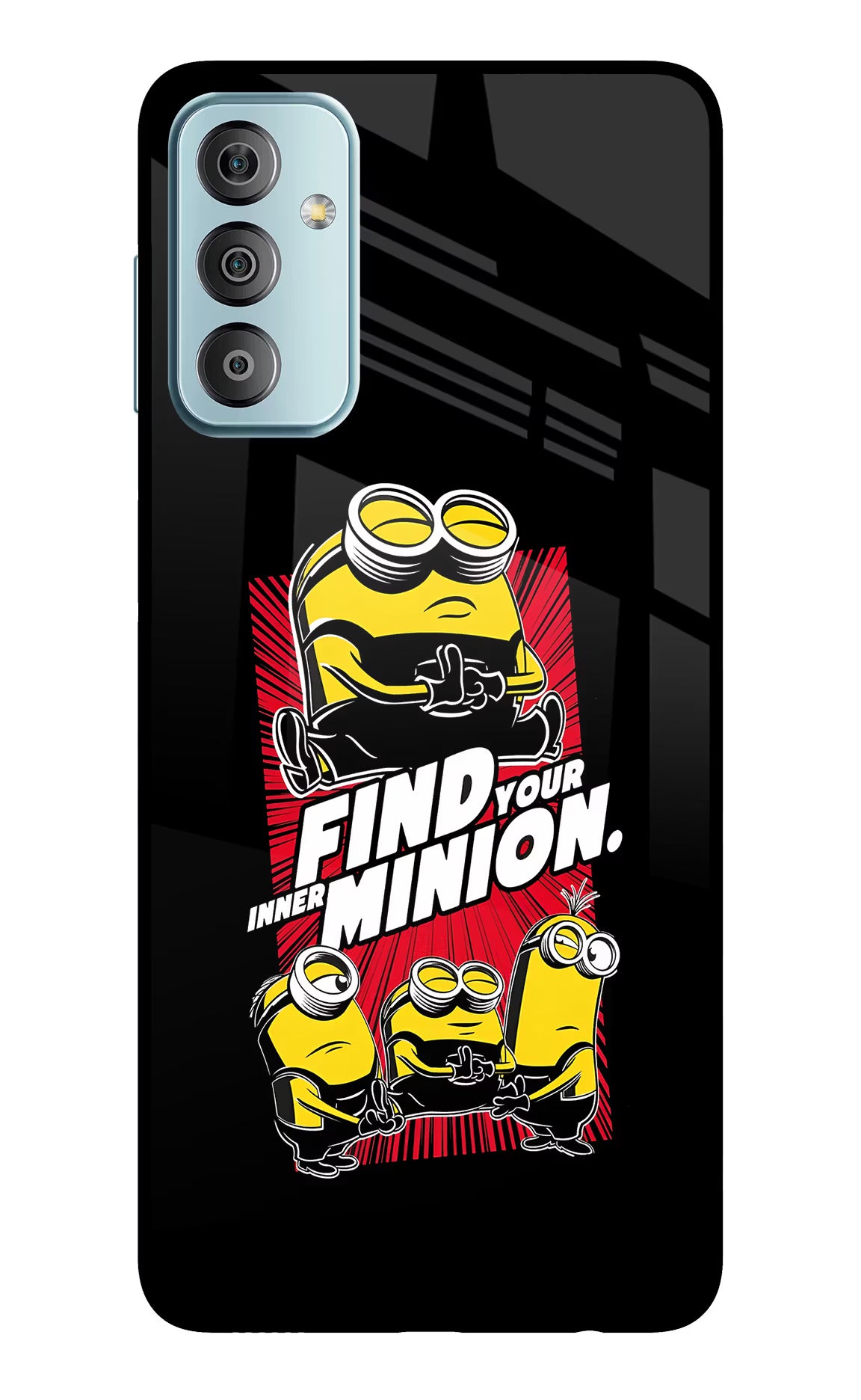 Find your inner Minion Samsung F23 5G Glass Case Back Cover by Casekaro