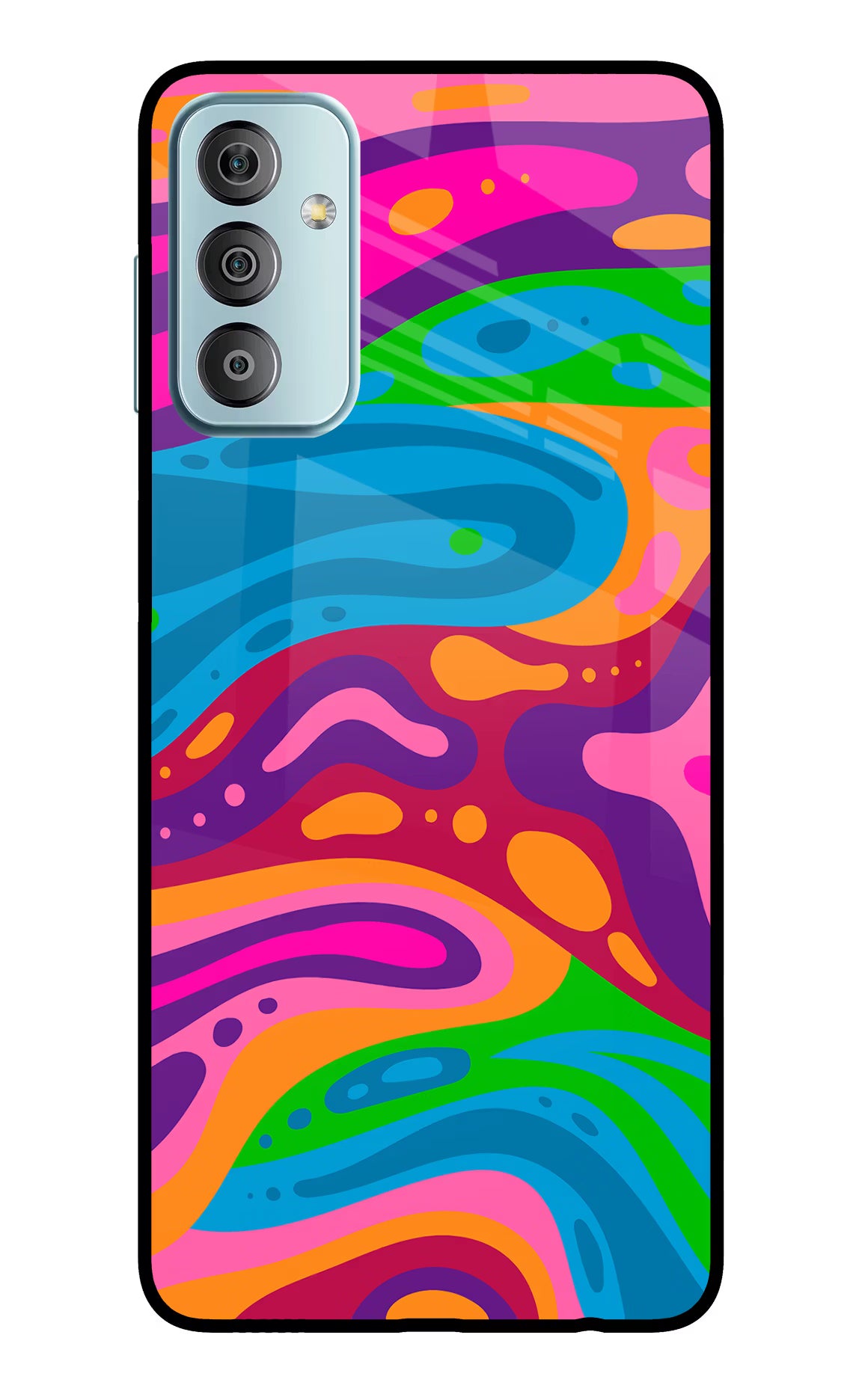 Trippy Pattern Samsung F23 5G Glass Case Back Cover by Casekaro