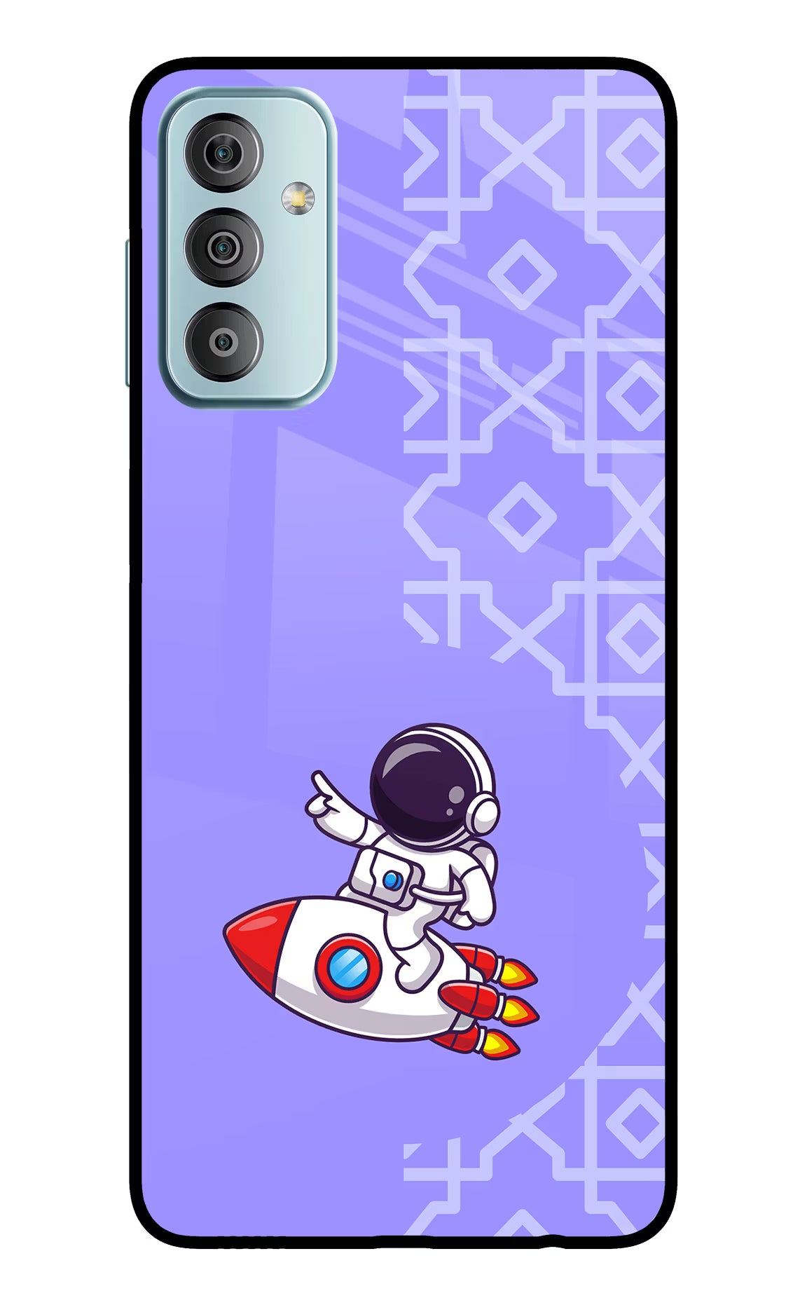 Cute Astronaut Samsung F23 5G Glass Case Back Cover by Casekaro