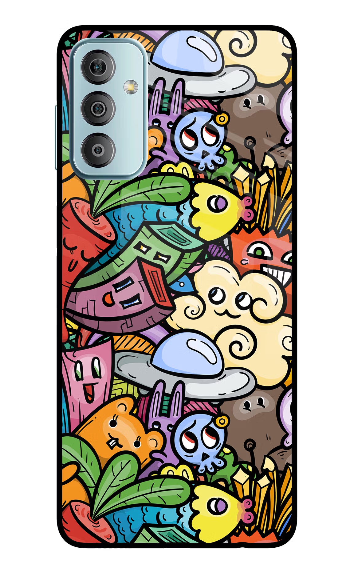 Veggie Doodle Samsung F23 5G Glass Case Back Cover by Casekaro