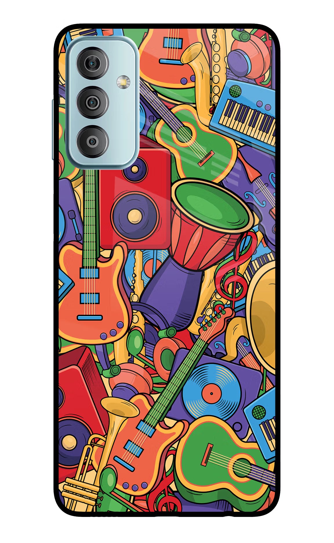 Music Instrument Doodle Samsung F23 5G Glass Case Back Cover by Casekaro