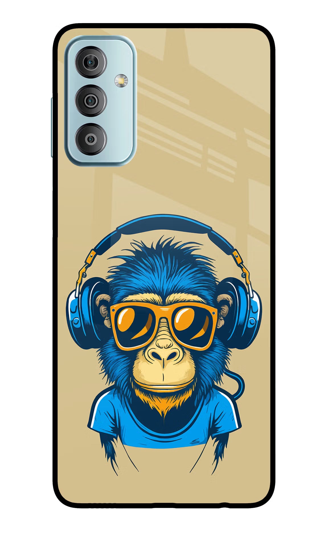 Monkey Headphone Samsung F23 5G Glass Case Back Cover by Casekaro
