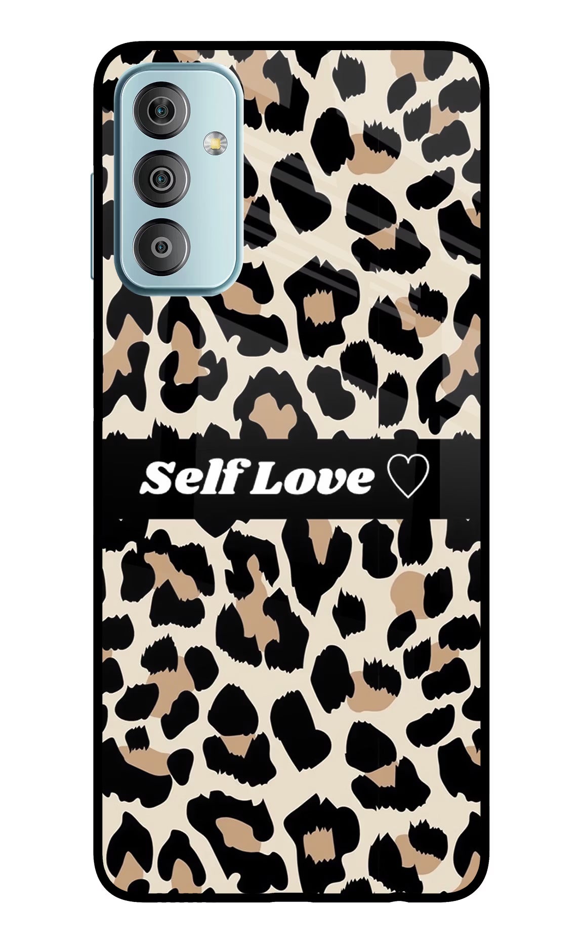 Leopard Print Self Love Samsung F23 5G Glass Case Back Cover by Casekaro