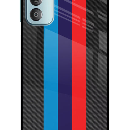 BMW Stripes Pattern Samsung F23 5G Glass Case Back Cover by Casekaro