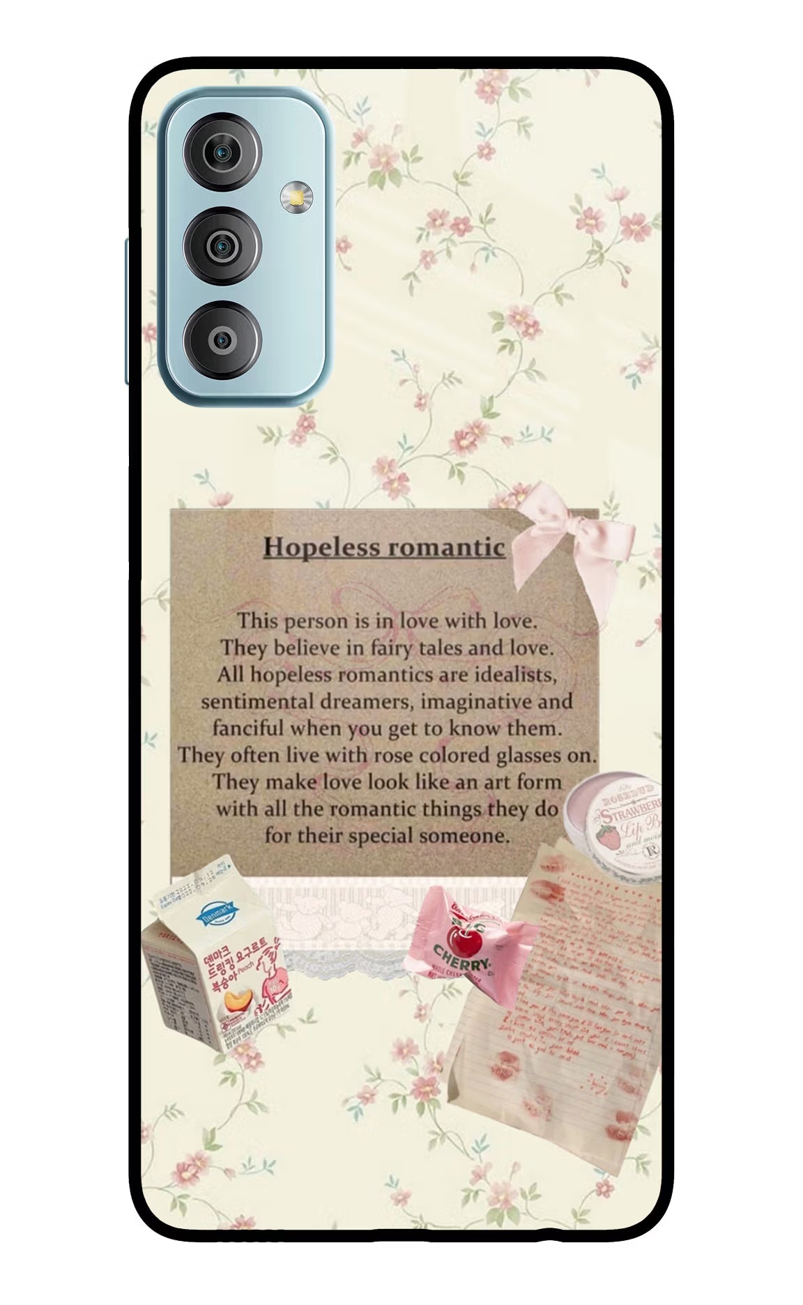 Hopeless Romantic Samsung F23 5G Glass Case Back Cover by Casekaro