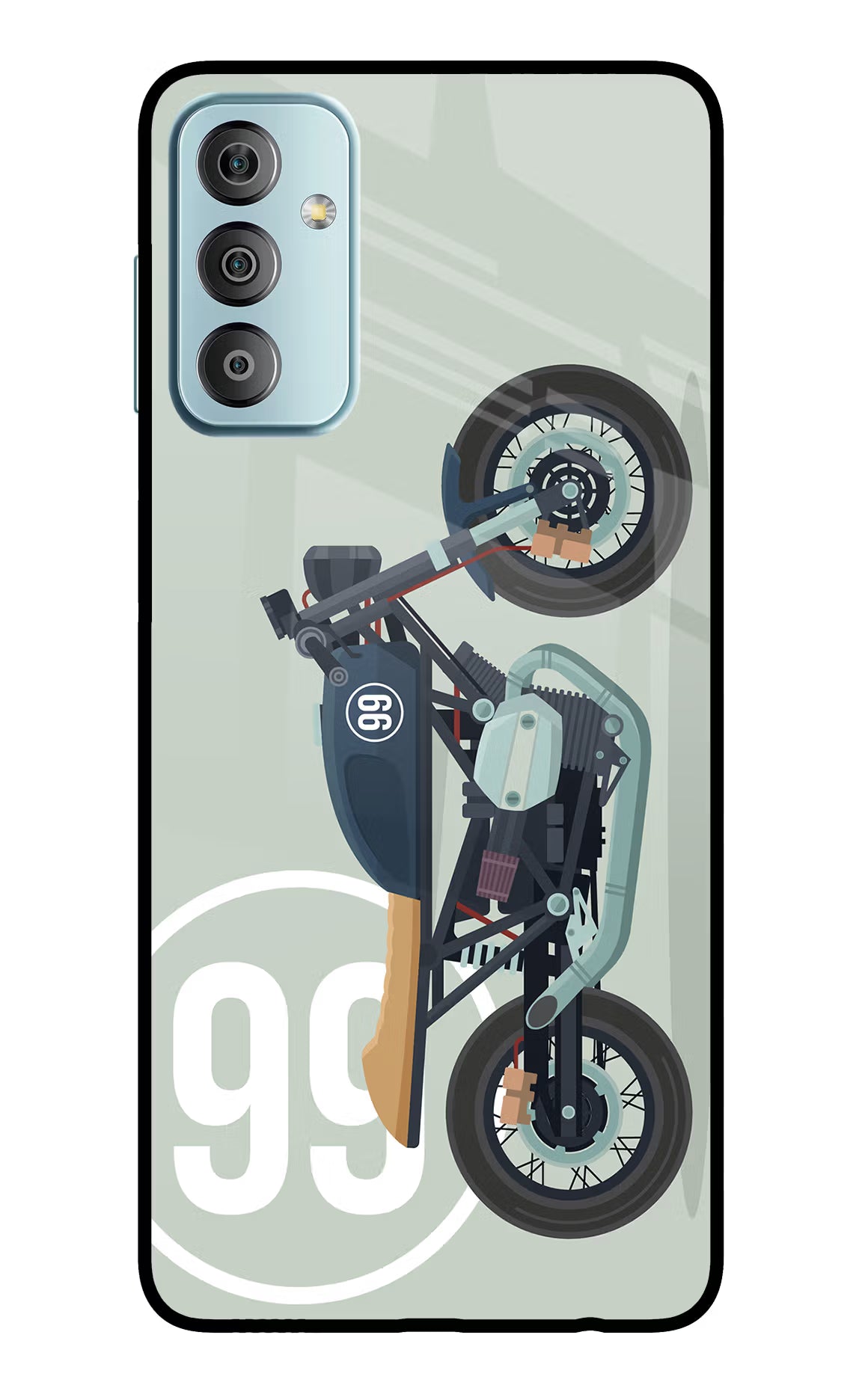 Classic Cafe Racer 99 Samsung F23 5G Glass Case Back Cover by Casekaro