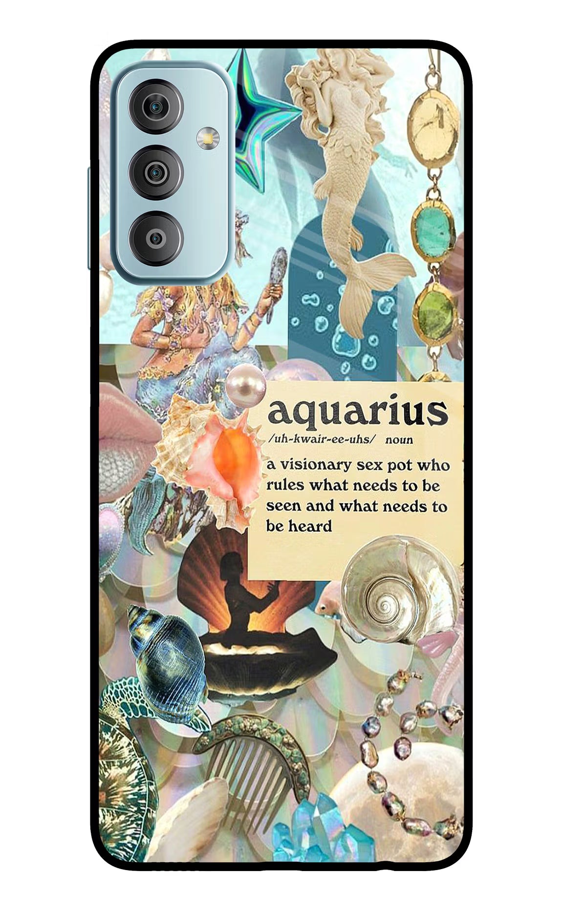 Aquarius Zodiac Samsung F23 5G Glass Case Back Cover by Casekaro