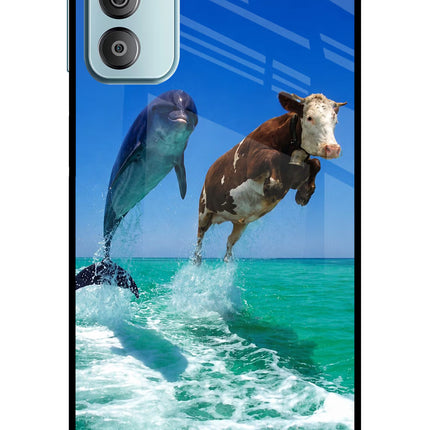 Dolphin vs Cow Samsung F23 5G Glass Case