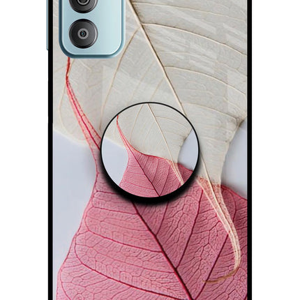 White Pink Leaf Samsung F23 5G Glass Case