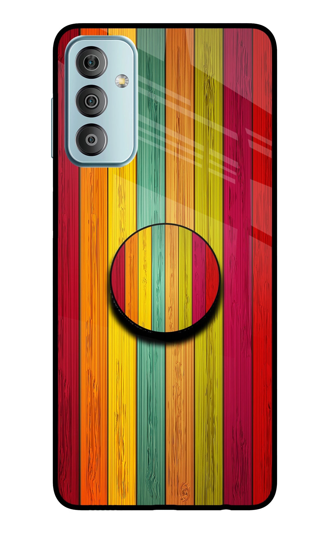 Multicolor Wooden Samsung F23 5G Glass Case