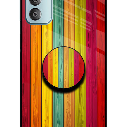 Multicolor Wooden Samsung F23 5G Glass Case